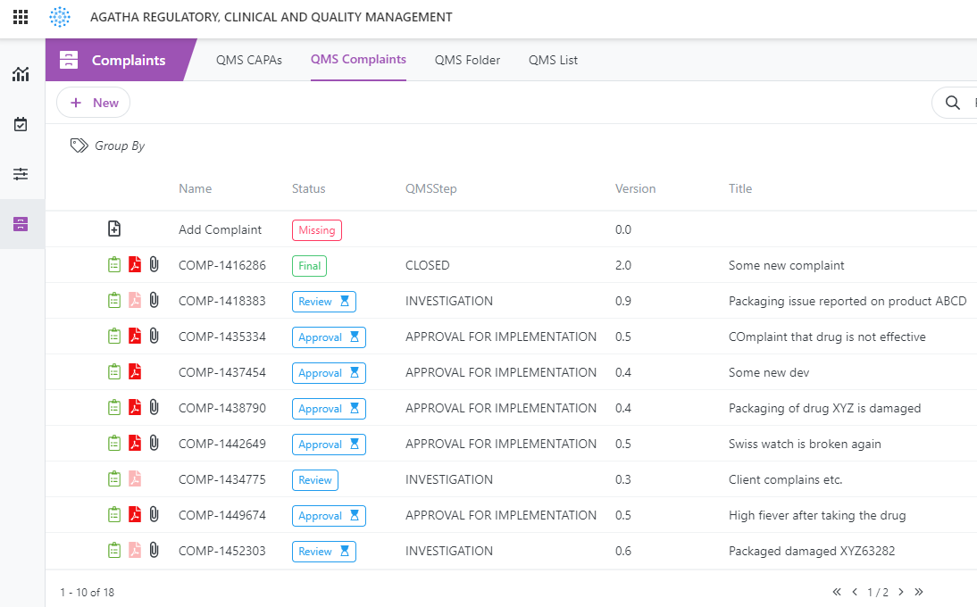 screenshot of Agatha Applications